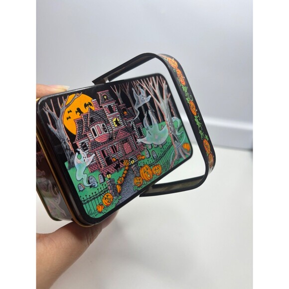 Vintage Keller Charles Halloween Tin Box Haunted House Ghosts Jack O Lanterns - Picture 3 of 12